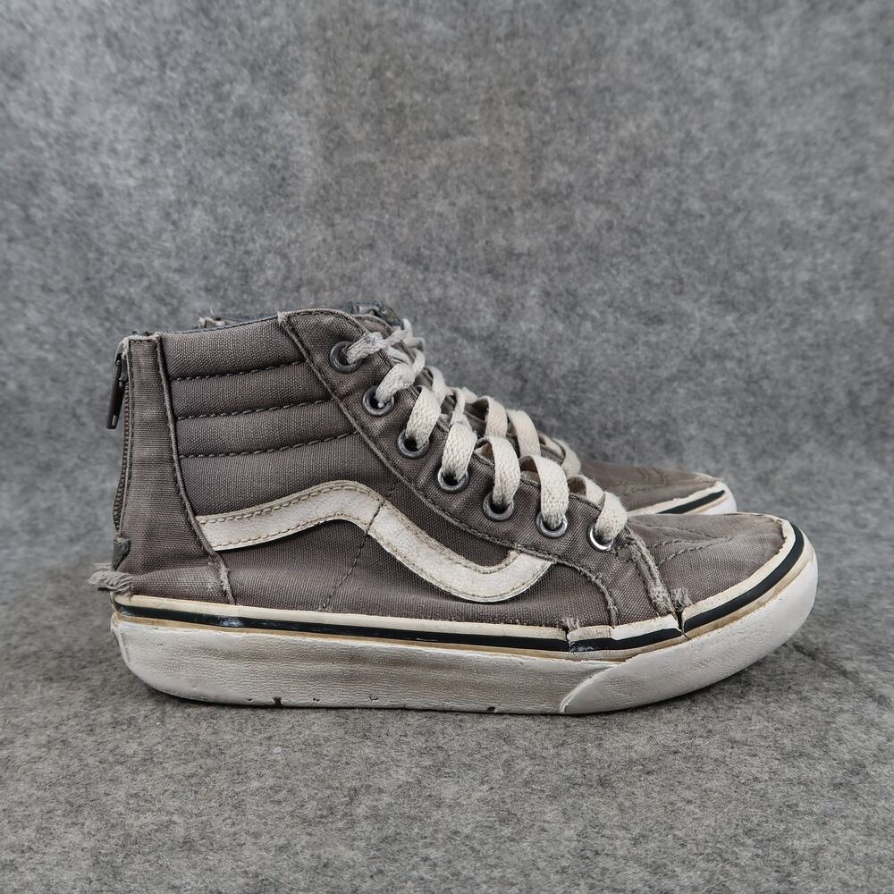Vans Shoes Kids 2 Sneakers Sk8 Hi Skate Trainer High Top Gray Heel Zip Lace Up